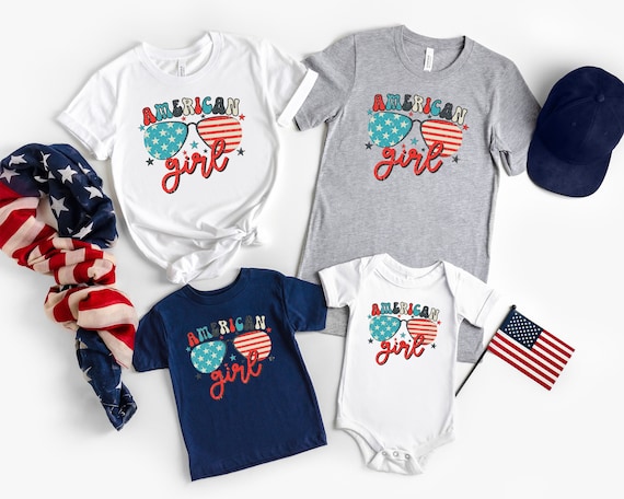 American Girl Shirt, 4th of July Shirt, Independence Day Shirt, Memorial Shirt, Patriotic USA Gift, Gift for 4th of July Crew