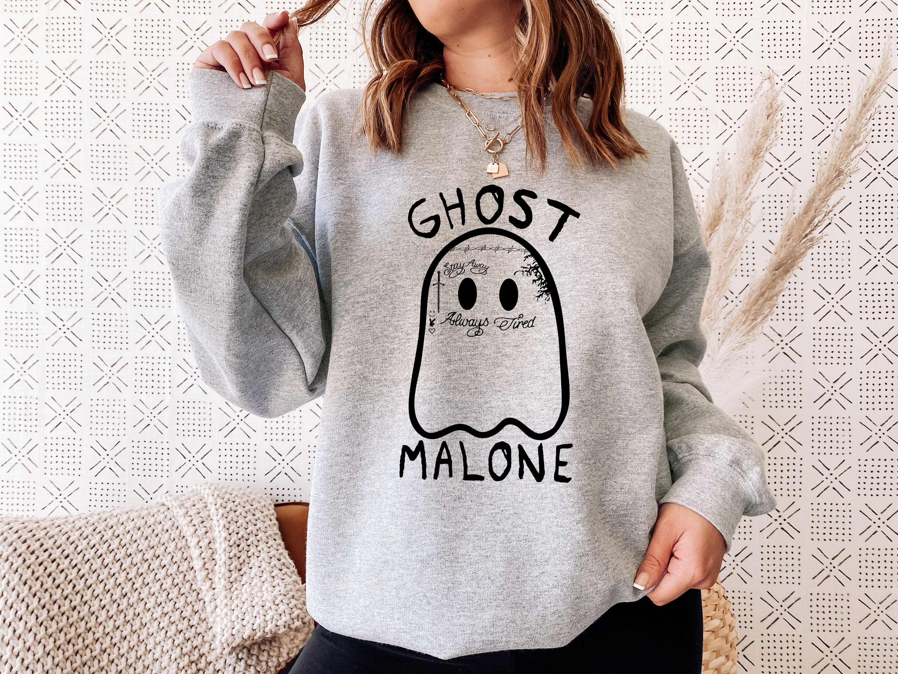 Ghost Malone Sweatshirt, Halloween Sweatshirt, Funny Halloween Crewneck, Cute Ghost Hoodie