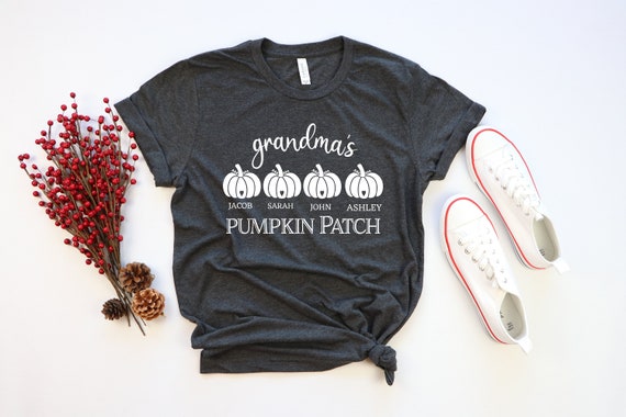 Grandma&#39;s Pumpkin Patch Shirt, Grandma Halloween Pumpkin Shirt, Grandma Shirt with Grandkid Names, Nana&#39;s Pumpkin Patch, Grandma Shirt