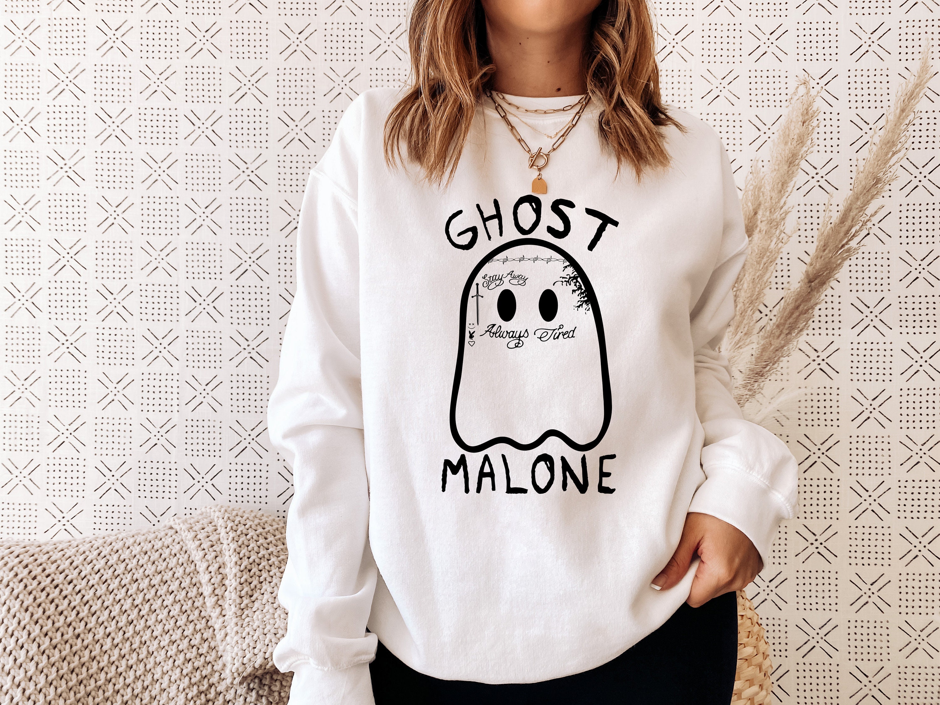 Ghost Malone Sweatshirt, Halloween Sweatshirt, Funny Halloween Crewneck, Cute Ghost Hoodie