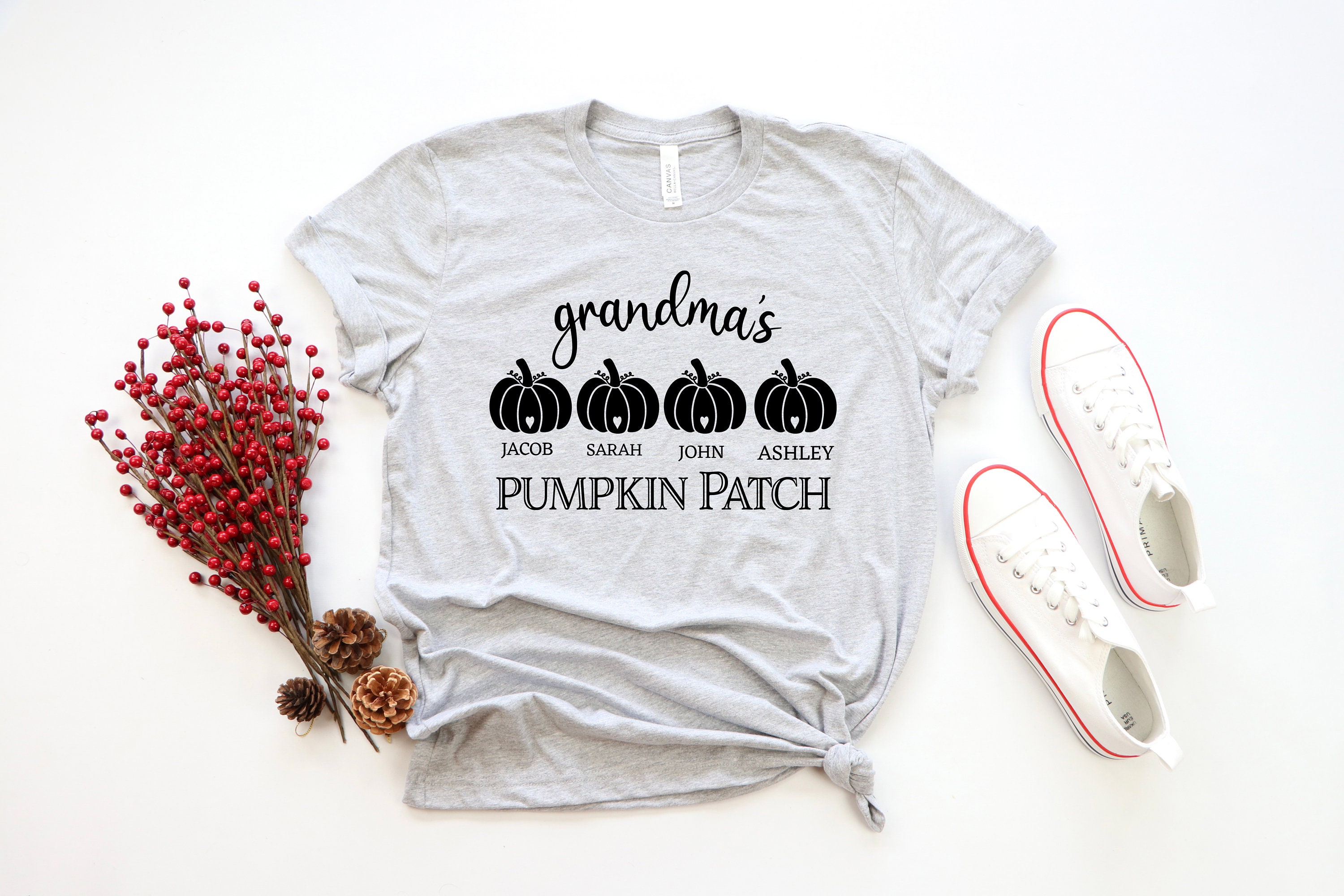 Discover Grandma's Pumpkin Patch Shirt, Grandma Halloween Pumpkin Shirt, Grandma Shirt with Grandkid Names, Nana's Pumpkin Patch, Grandma Shirt