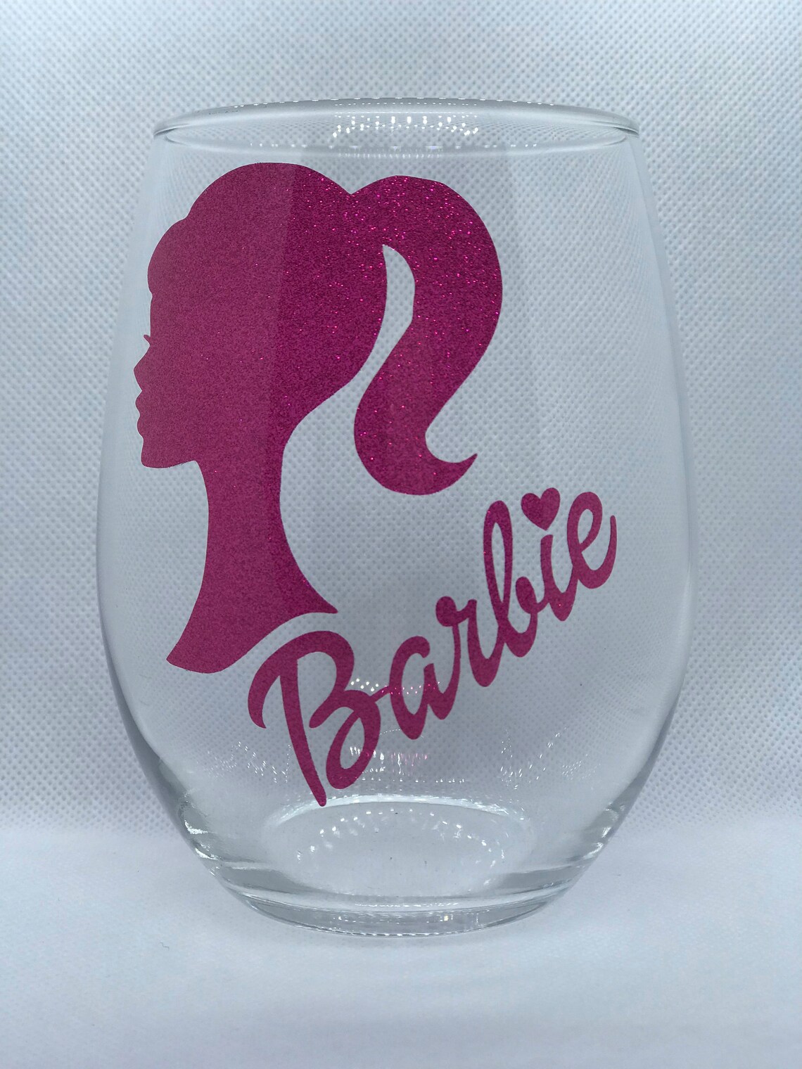 pink barbie wine glasses