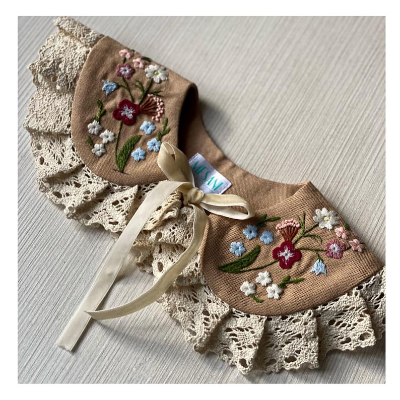 Floral embroidered collar Raffle Collar for kids Detachable image 0