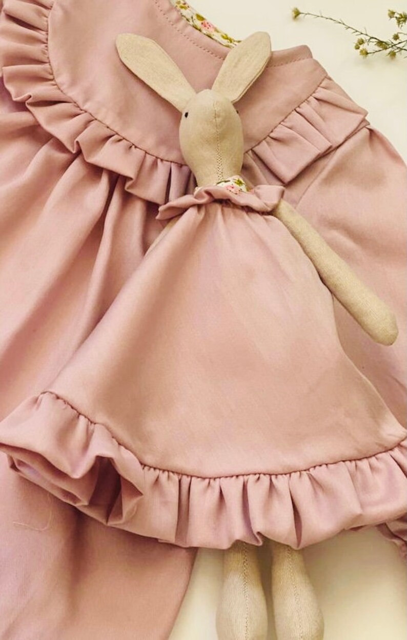 Long Sleeve Girl Dress Ruffle Stylish Baby Girl Dress Baby Girl Outfit Pink Dress for Baby Birthday Handmade Dress