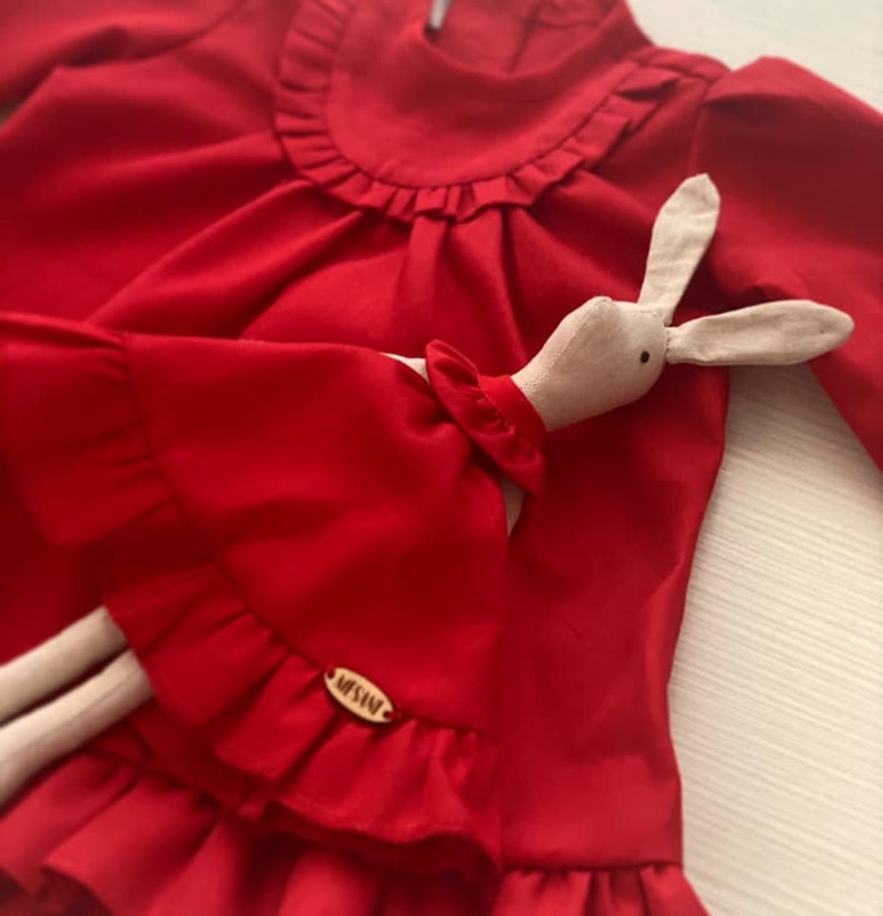 Long Sleeve Girl Dress Ruffle Stylish Baby Girl Dress Baby Girl Outfit Pink Dress for Baby Birthday Handmade Dress