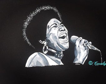 Aretha Franklin A3 print from original watercolour painting