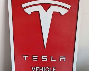 2pc Tesla Vehicle Charging Parking  Metal Tin Garage Wall Sign  8x12" TWINPACK 