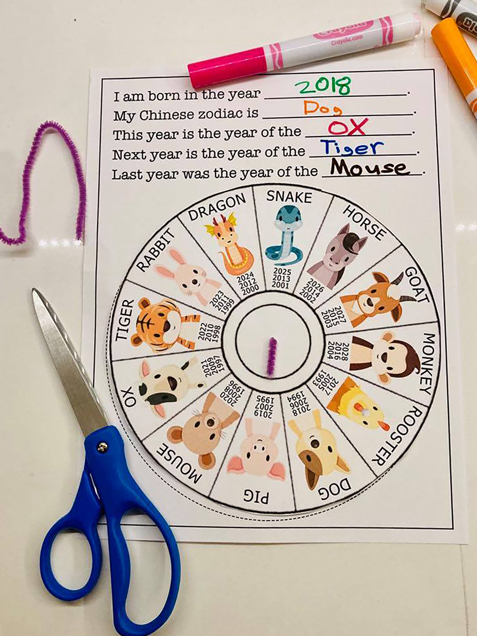 Printable DIY Zodiac Wheel for Kids Instant Download Etsy