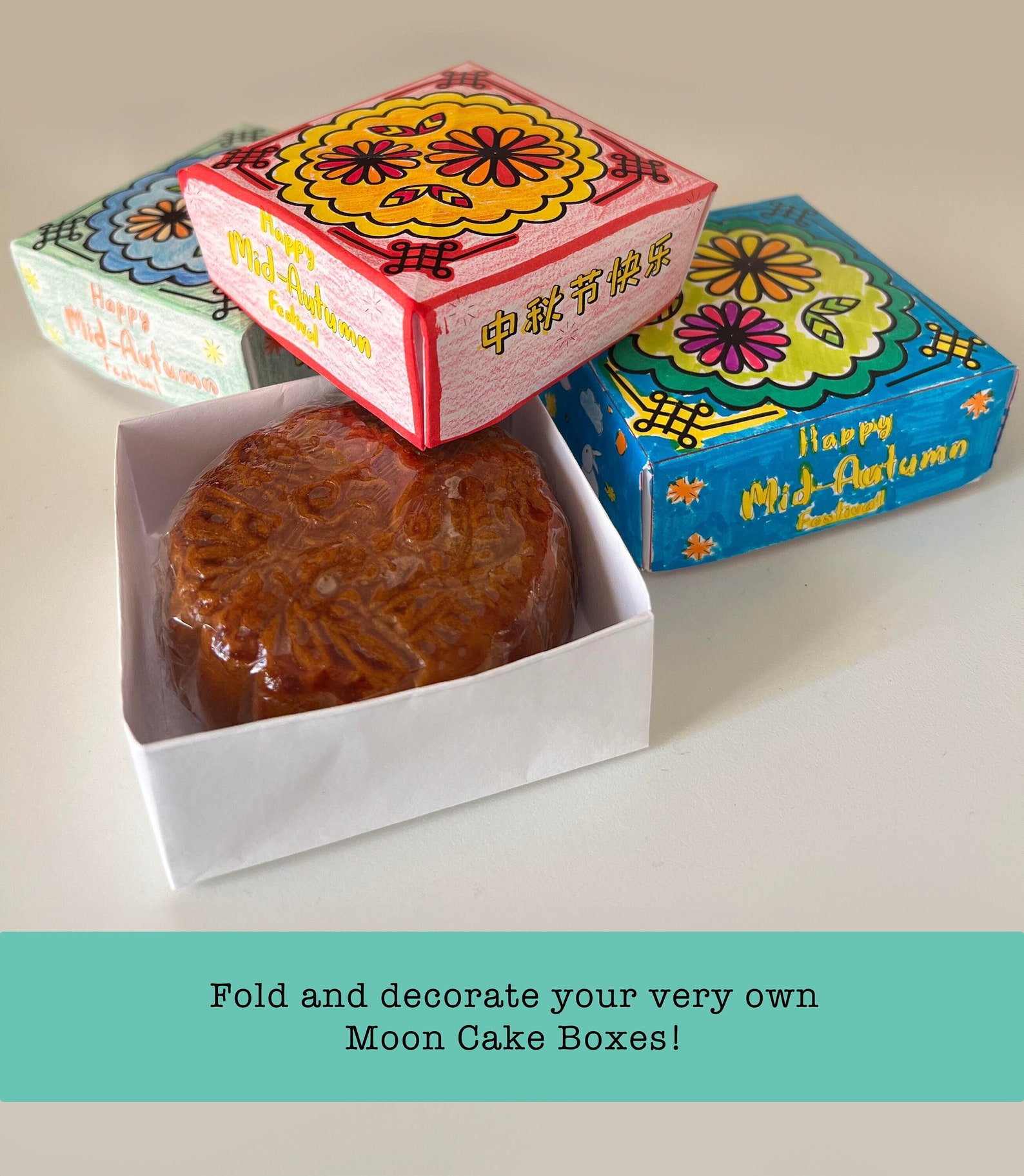 Mooncake Box Insert Printable DIY Moon Cake Box for Kids | Instant Download - Etsy