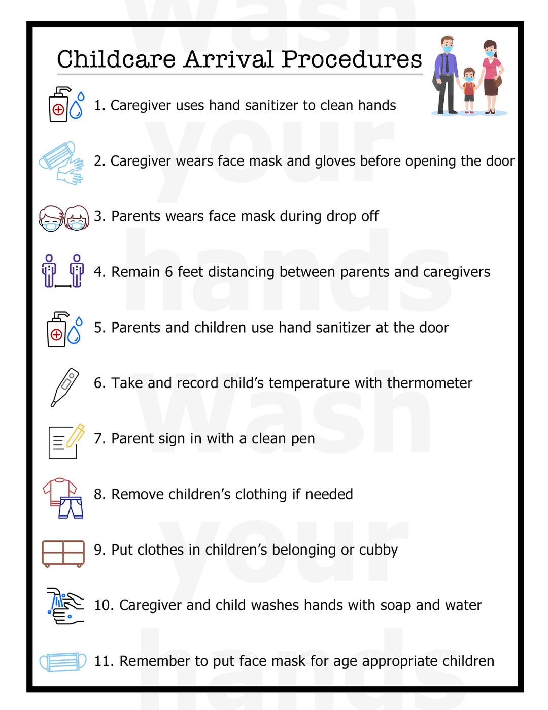 Childcare Arrival Procedure School and Daycare digital Etsy