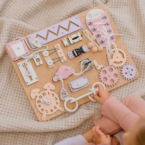 Busy Board for Girl, Activity Board for Boy, Montessori Board, Wooden Sensory Board, 1st Birthday Baby Boy Gift, Baby Girl Toys