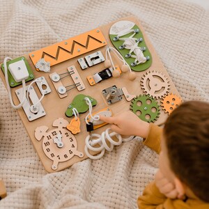 Toddler Busy Board, Activity Sensory Board, 1st Birthday Gifts, Wooden Educational Toddler toy, Personalized Montessori toys, Toddler Gifts