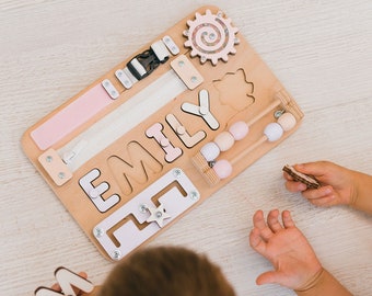 Custom Name Puzzle Busy Board Personalized Baby Gift Baby Shower Gifts Wooden Puzzle Montessori 1st Birthday Baby Girl Gift, Toddler Gifts