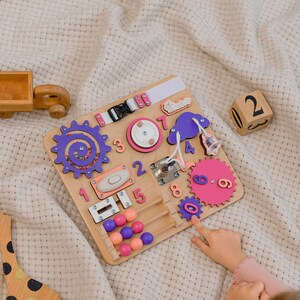 Busy Board for Toddler, Activity Board, Toddler Gift, Montessori Board, Developing Board, Wooden Sensory Board, 1st Birthday Gift,Fidget Toy