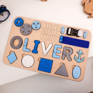 Wooden Name Puzzle Personalized Gift Baby Boy Puzzle Montessori Toys for Toddler Gift Baby Toy 1st Birthday Gift for Baby Fidget Busy Board