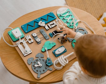 Busy Board for Toddler, Activity Board, Toddler Gifts, Montessori Board, Wooden Sensory Board, 1st Birthday Baby Boy Gift, Baby Girl Toys