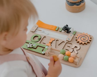 Montessori Busy Board for Toddler Personalized Name Puzzle, Sensory Activity  Baby Boy Gift First Birthday Gift, Unique Birthday Baby Gift