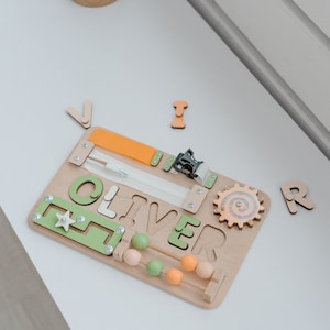 Namen Puzzle Busy Board personalisierte Baby Geschenk Babydusche Holz Puzzle Montessori Erster Geburtstag Lernkleinkind Spielzeug Premium Qualität Spielzeug Bild 8