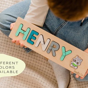 Personalized Name Puzzle With Pegs, New Baby Gift, Wooden Toys, Baby Shower, Christmas Gifts for Kids, Custom Toddler Toys, First Birthday