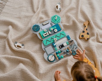 Busy Board for Toddler, Activity Board, Toddler Gift, Montessori Board, Developing Board, Wooden Sensory Board, 1st Birthday Gift,Fidget Toy