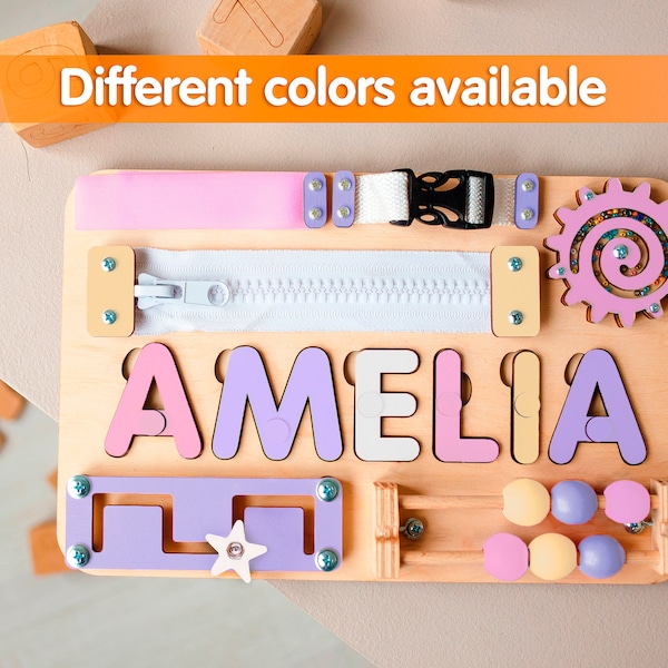 Name Puzzle Busy Board Personalized  Baby Gift Baby Shower Wooden Puzzle Montessori Toys First Birthday Learning Board Toddler Baby Gifts