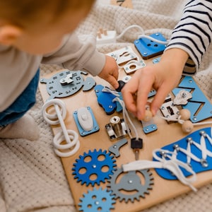 Toddler Busy Board 1-3 Year Old, 1st Birthday Gifts Wooden Educational Toddler toys, Personalized Montessori toys, Baby Boy Gifts, Baby Girl