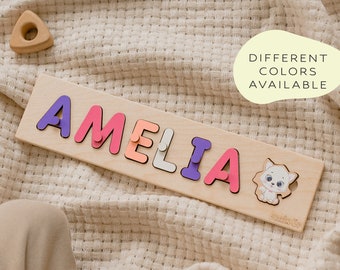 Personalisiertes Namenspuzzle mit Klammern, Neues Baby Geschenk, Holzspielzeug, Babyparty, Weihnachtsgeschenke für Kinder, Personalisiertes Spielzeug, Erster Geburtstag