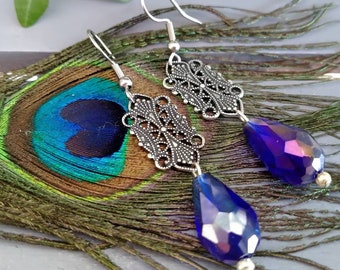 Boucles d'oreilles en verre bleues