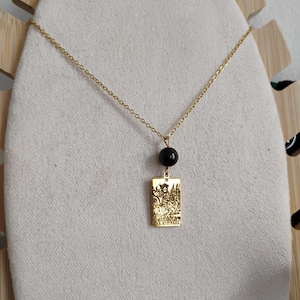 Collier carte tarot l'Impératrice acier inoxydable doré