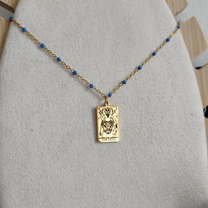 Collier carte tarot le Diable acier inoxydable doré ou argenté