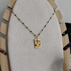 Collier carte tarot la Tempérance acier inoxydable doré