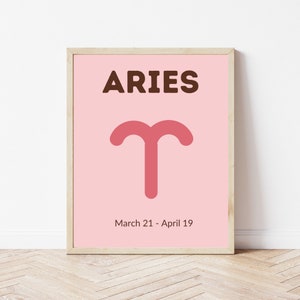 Aries Zodiac Sign Wall Art - INSTANT DOWNLOAD - Preppy Wall Decor - Printable