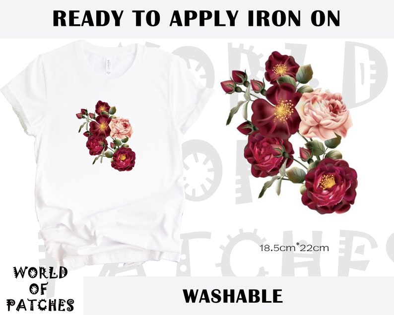 Heat Transfer Roses Patch Red Roses Hoodie Beautiful Roses Sticker Iron On Diy Decal For T Shirt Tank Top Or Any Fabric Patches Pins Accessories Valresa Com