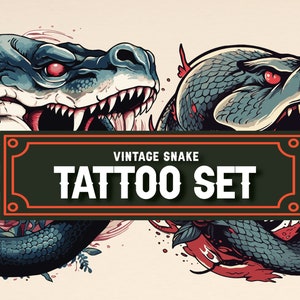 Snake Traditional Tattoo Old School Vintage Tattoo Set EPS SVG PNG *digital only* 3A