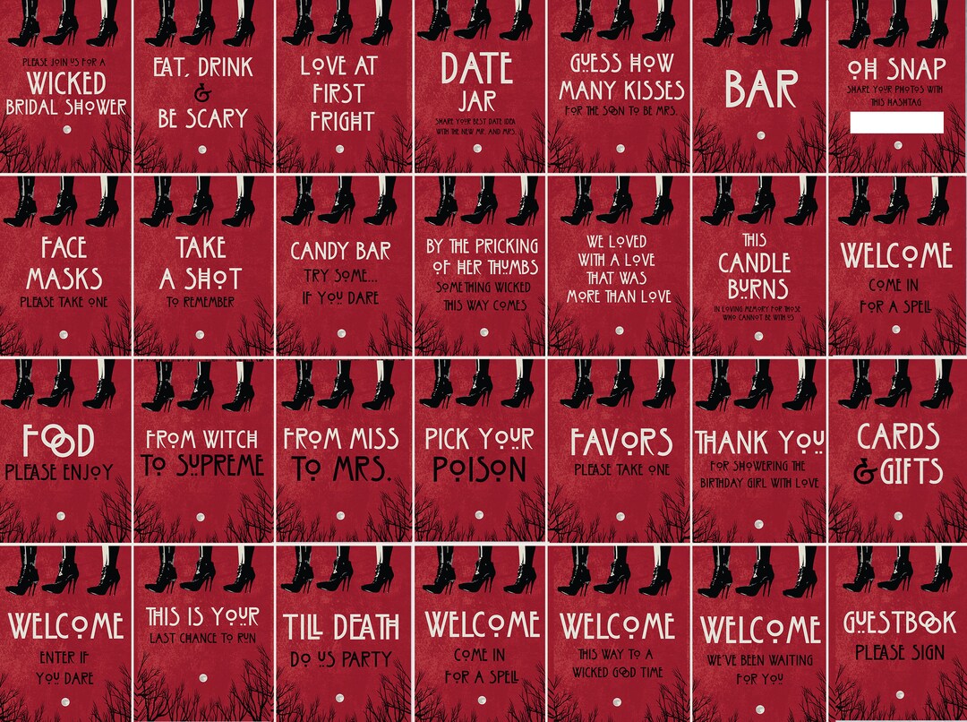 Coven - American Horror Story AHS Themed 30 Sign Bundle (black, Horror ...