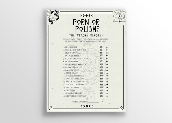 Porn or Polish Game Tarot Crystals Moon Bridal Shower Bachelorette  