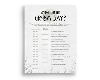 Coven AHS - What did the Groom Say? Game - Black Bridal/Bachelorette Party Game - Witchy, Gothic, Mystical