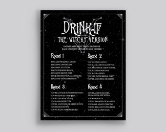 Drink If Game - Zodiac - Black Bridal/Bachelorette Party Game - Witchy, Gothic, Mystical, Rock, Punk