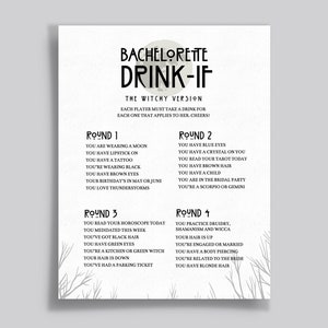 Coven AHS - Drink If Game - Black Bridal/Bachelorette Party Game - Witchy, Gothic, Mystical