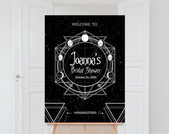 Black Bridal Shower/Wedding Sign with Skull + Moon, Edgy, Gothic, Mystical, Witchy, Zodiac, (Customized PDFs or jpgs for Download)