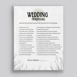 Coven AHS - Wedding Traditions Game - Black Bridal/Bachelorette Party Game - Witchy, Gothic, Mystical
