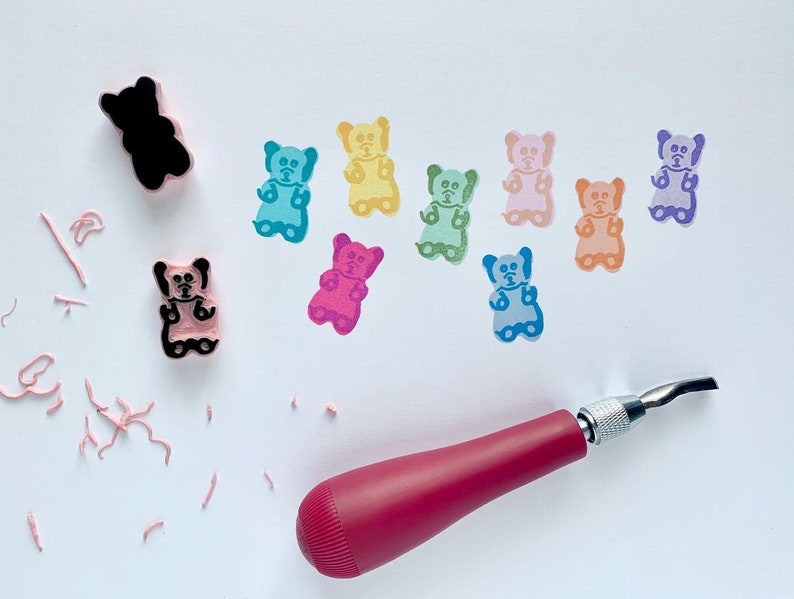 Candy stamps Fun Whimsical Rubber stamps Gummy Bear stamp set Set of two