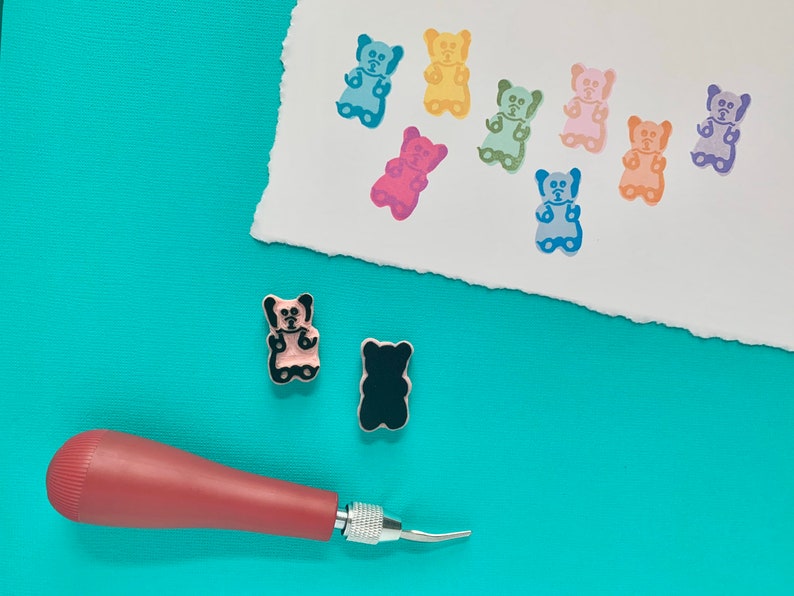 Candy stamps Fun Whimsical Rubber stamps Gummy Bear stamp set Set of two