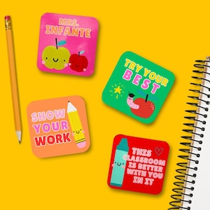 Classroom Magnet Set, teacher gift, personalized teacher magnets, 3x3 magnets, classroom decor, school magnets, magnets for classroom