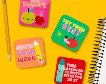 Classroom Magnet Set, teacher gift, personalized teacher magnets, 3x3 magnets, classroom decor, school magnets, magnets for classroom