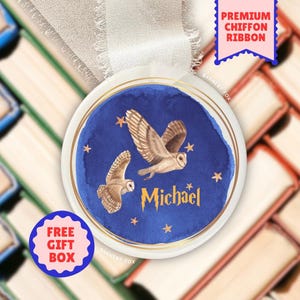 Wizard Ornament, Bookish Ceramic Ornament, Express Train, Custom Ornament, Name Ornament, HP Wizard School
