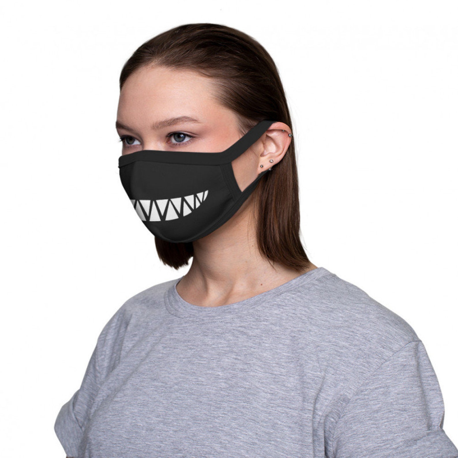 Sharp Teeth Halloween Face Mask Reusable Washable Very Etsy