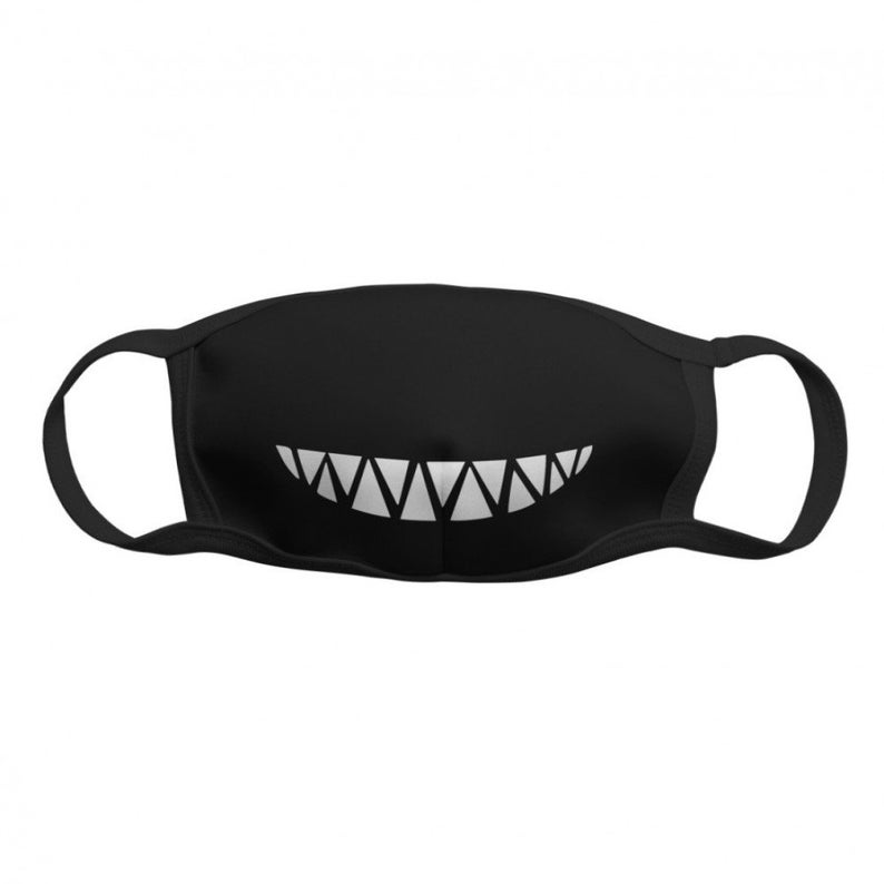 Sharp Teeth Halloween Face Mask Reusable Washable Very Etsy