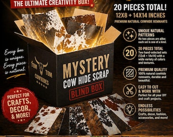 Mystery Cowhide Scrap Box – 20 Natural Leather Pieces | DIY Craft Supply Bundle