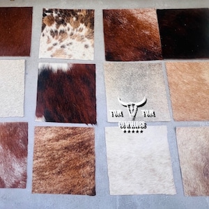 Hide Scrap Leather Hair on hide Remnant 15 Pieces of Approx. 8 x 8